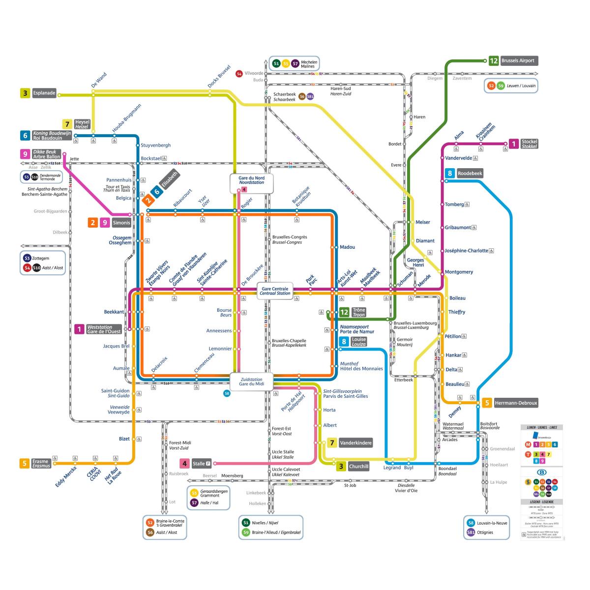 خريطة محطات القطار في بروكسل