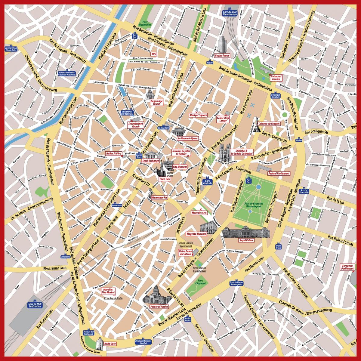 الخريطة السياحية من مركز مدينة بروكسل