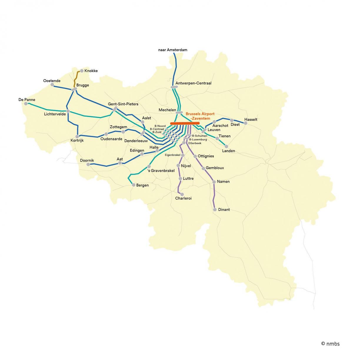 بروكسل القطار خريطة المطار